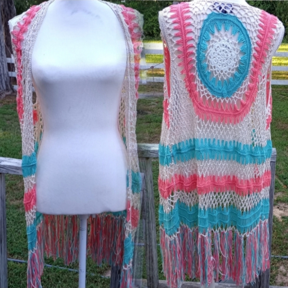 Frazzle crochet vest kimono